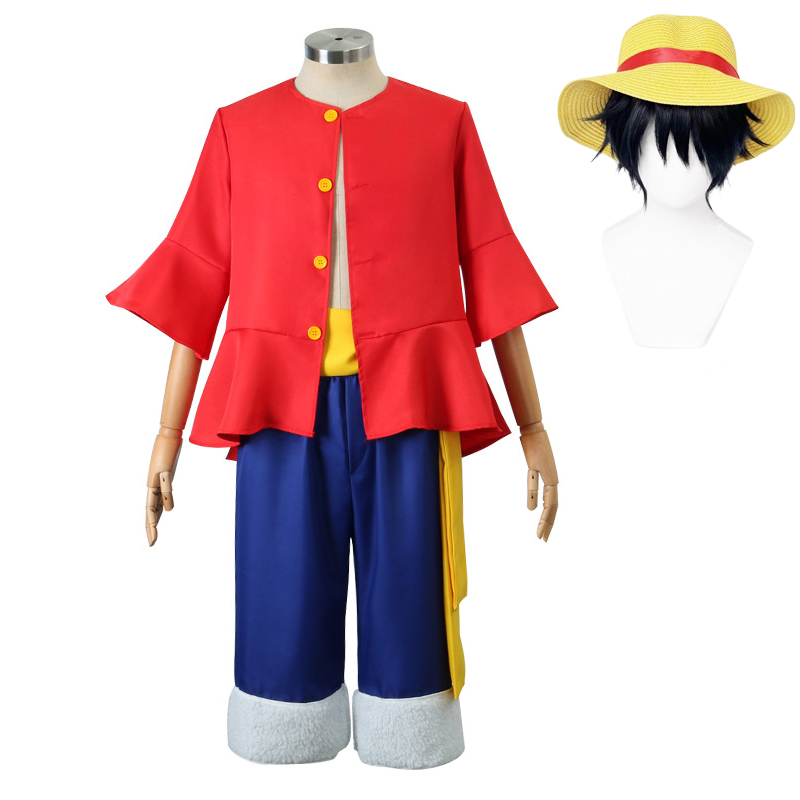 Halloween Costume Kids - Luffy Cosplay Kostüm Şapka Peruk Anime