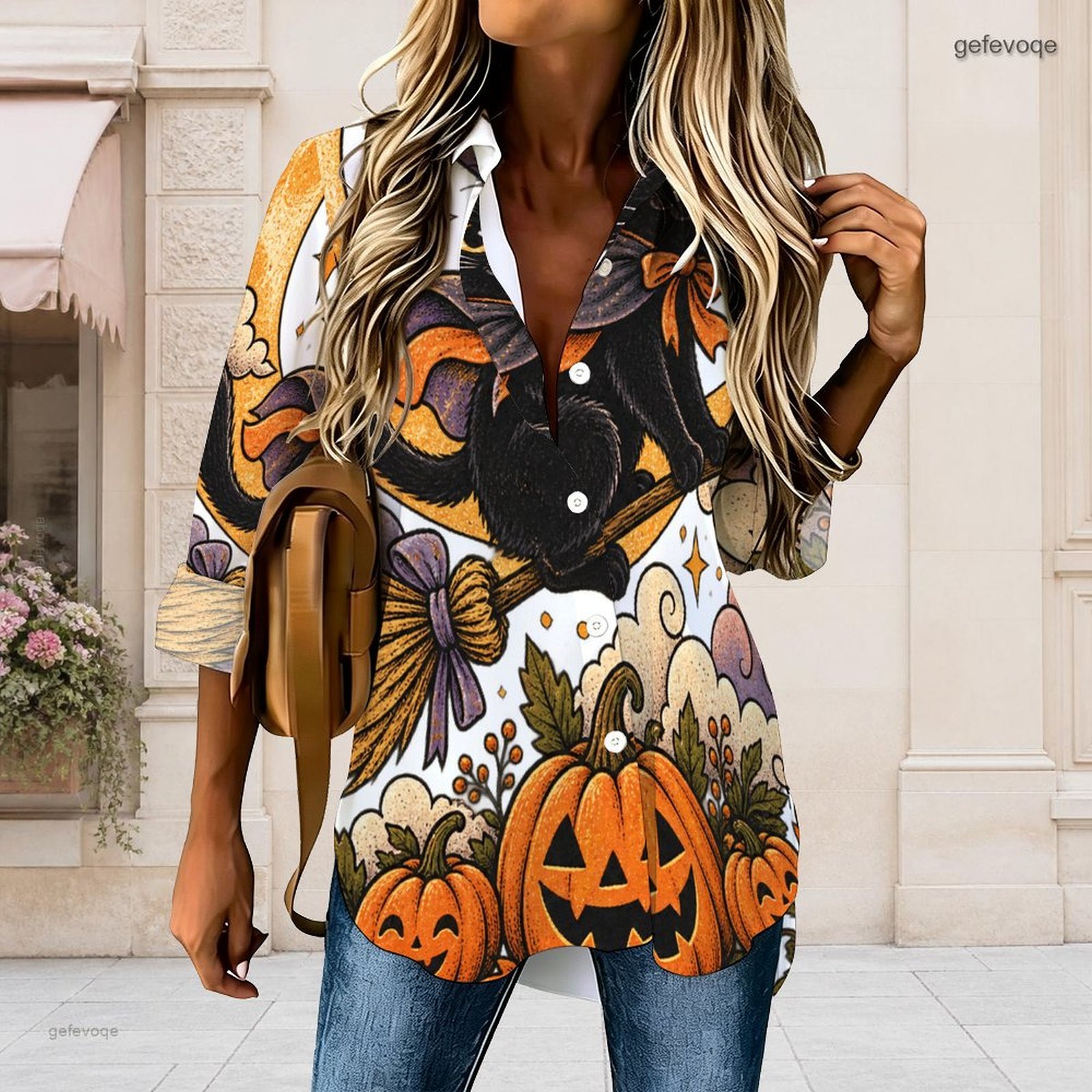 Pumpkin Lantern Halloween - Kadınlar için Cadılar Bayramı Temalı, Desenli,