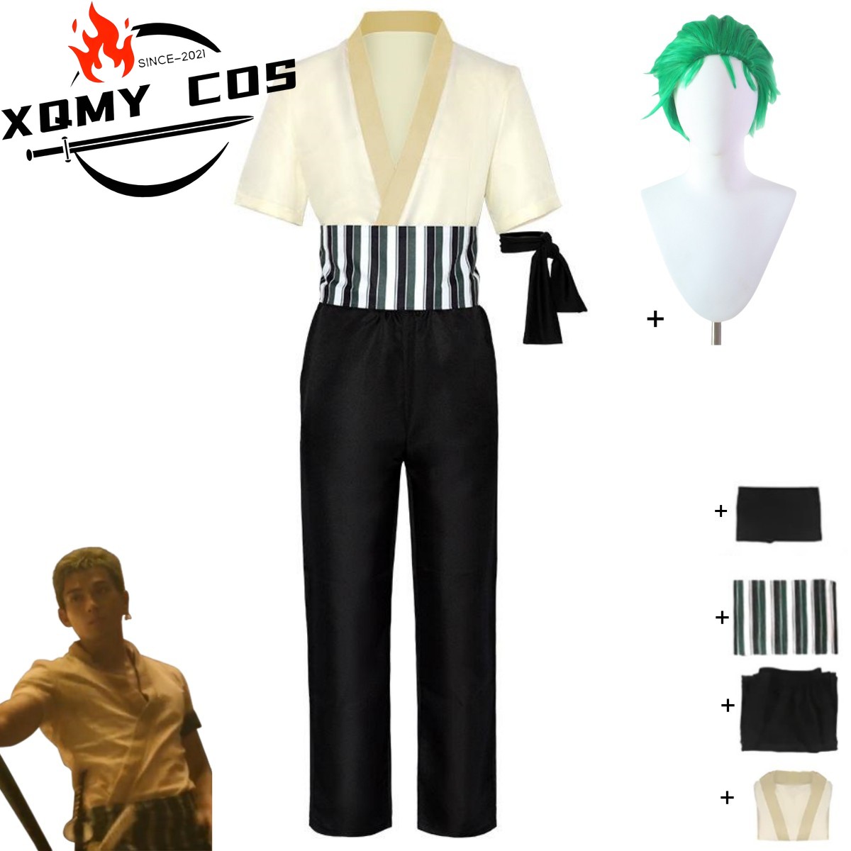 XqNew Anime Film Roronoa Zoro  - Halloween Costume Kids incelemesi ve fiyatı